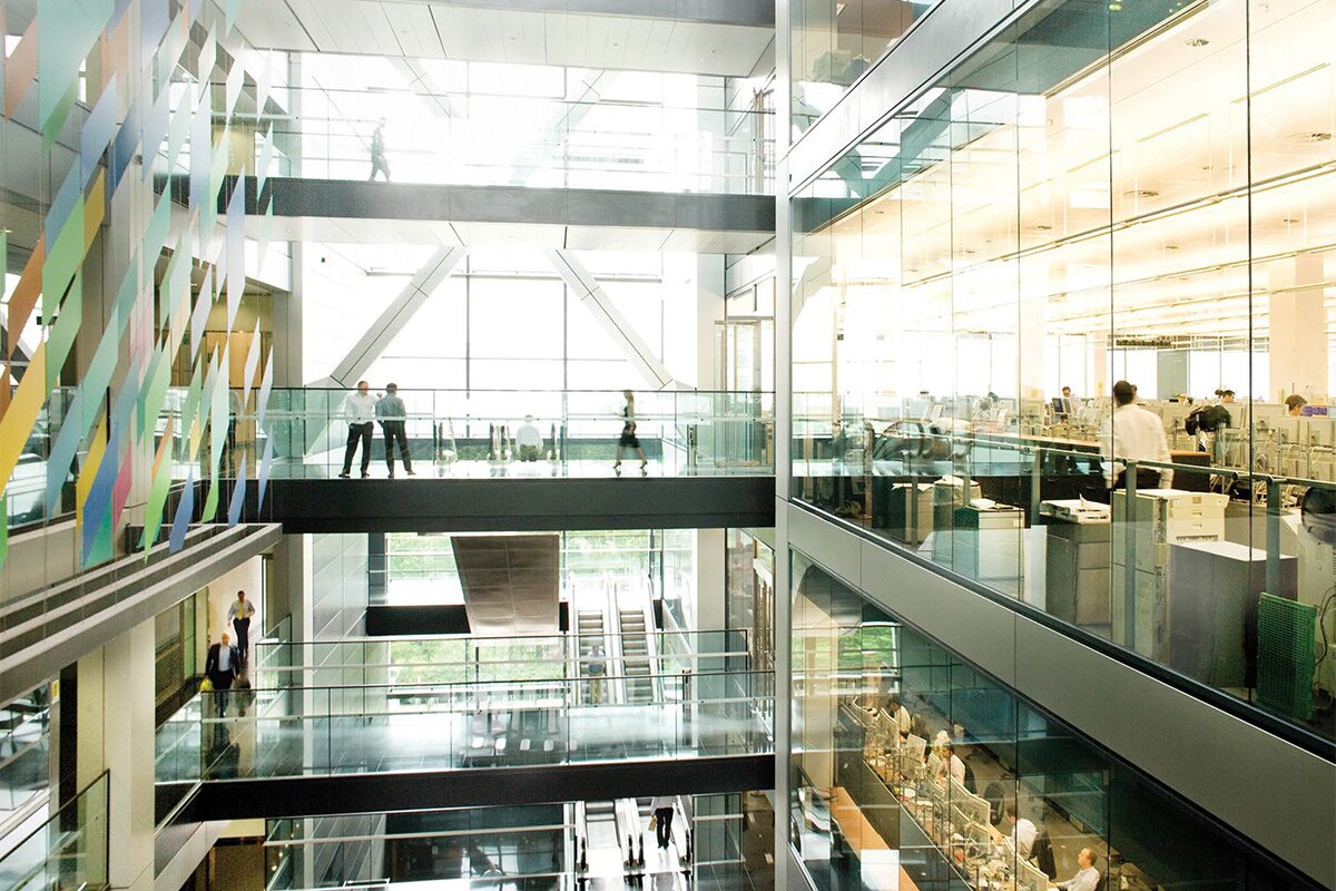 People walking in building