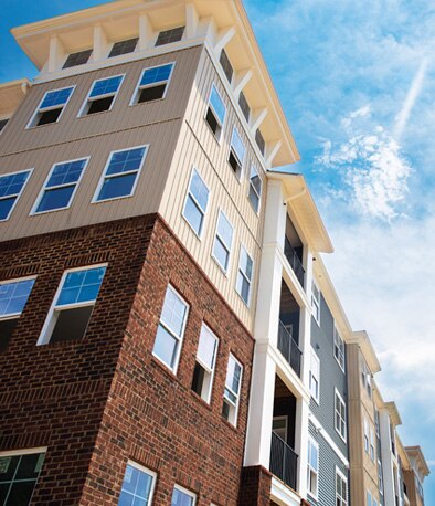 Tan and Brick Apartment Building